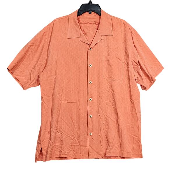 Tommy Bahama Silk Shirt Button Down Short Sleeve Orange Size Large - Picture 1 of 5